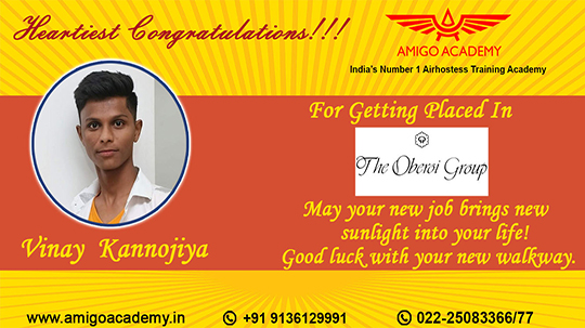 Vinay Kannojiya-TStudents placed by Amigo Academy - Vinayhe Oberoi group
